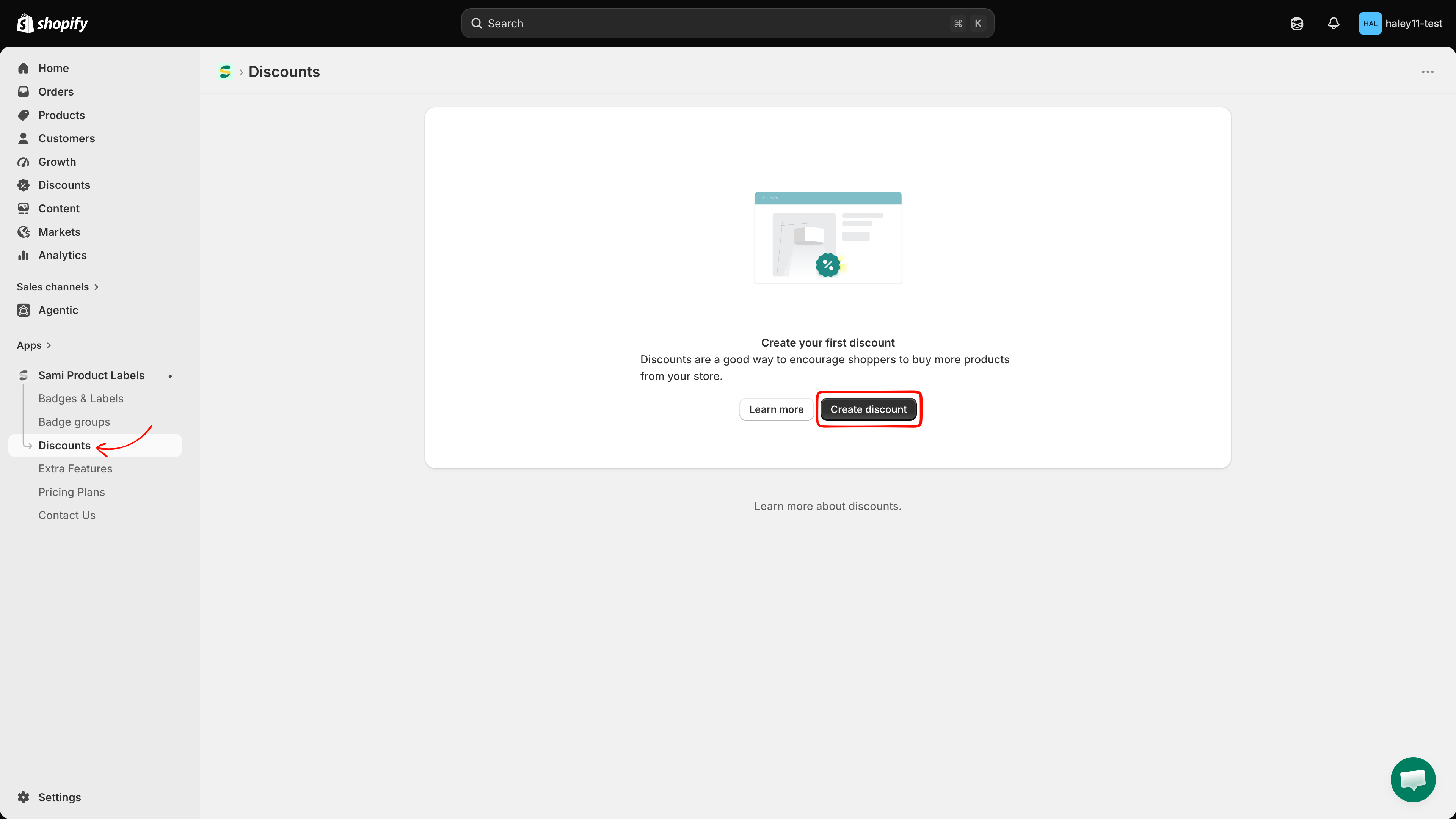The Discounts page in Sami Product Labels listing an automatic discount