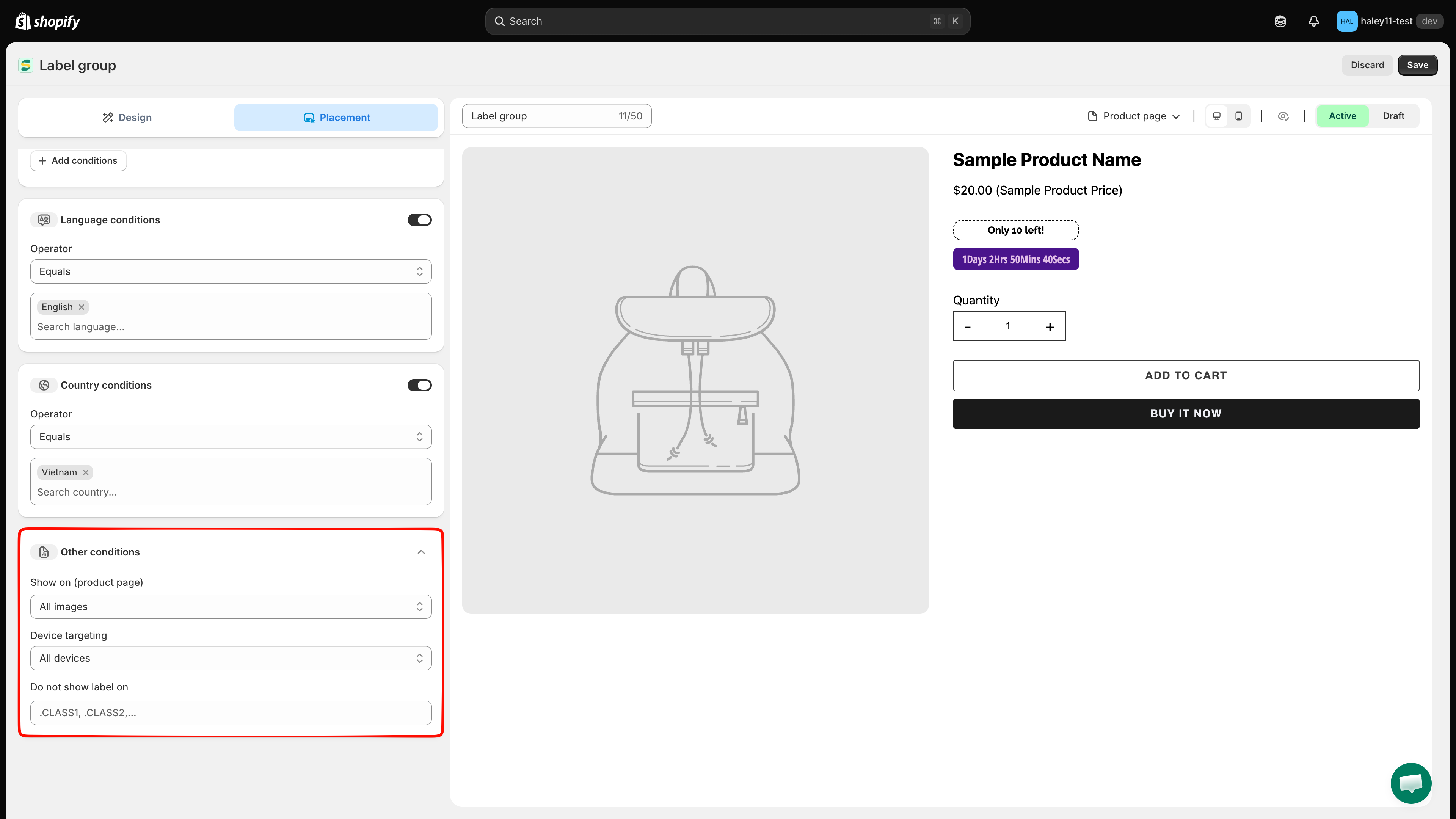 Other conditions with image, device, and exclusion fields
