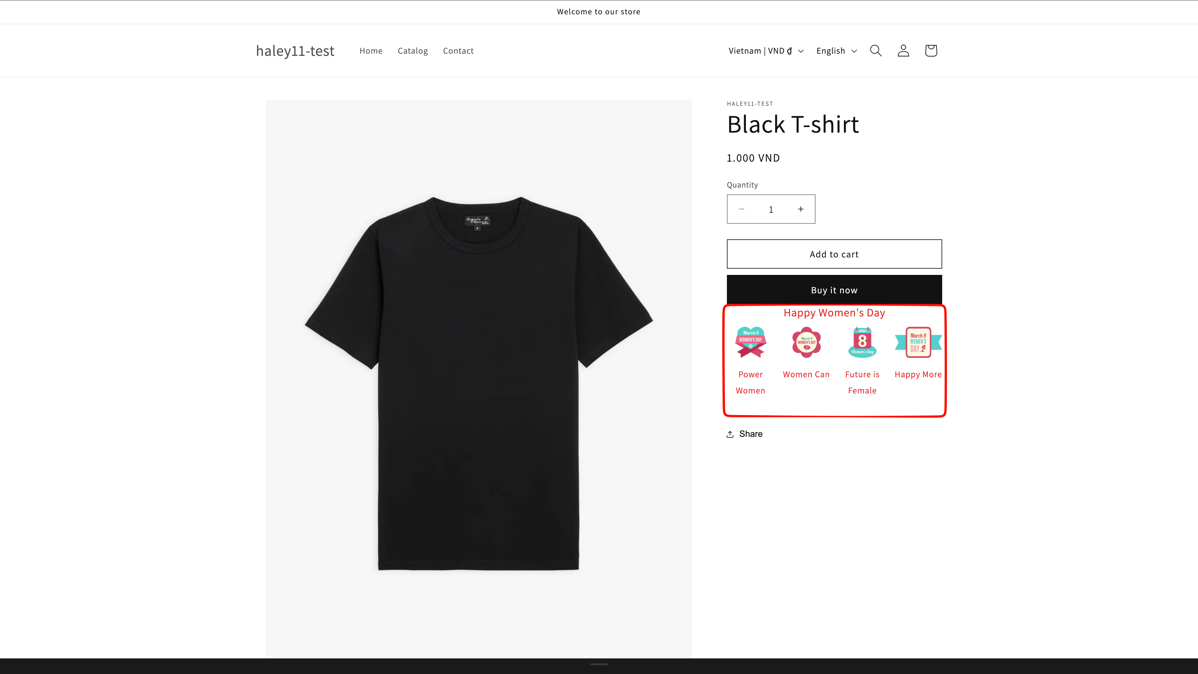 Highlight block showing icons with titles and descriptions on a product page